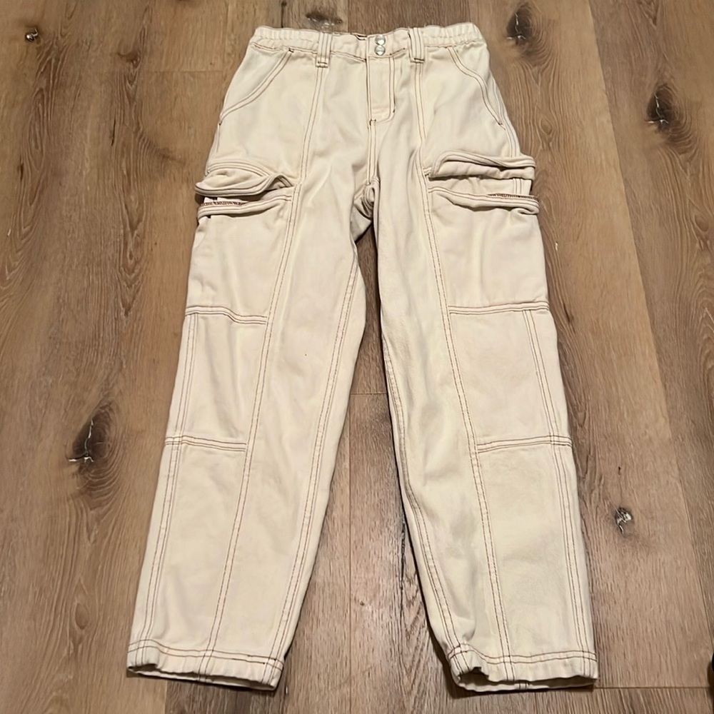 PacSun Elastic Waist Cargo Pants Cream Sz Small